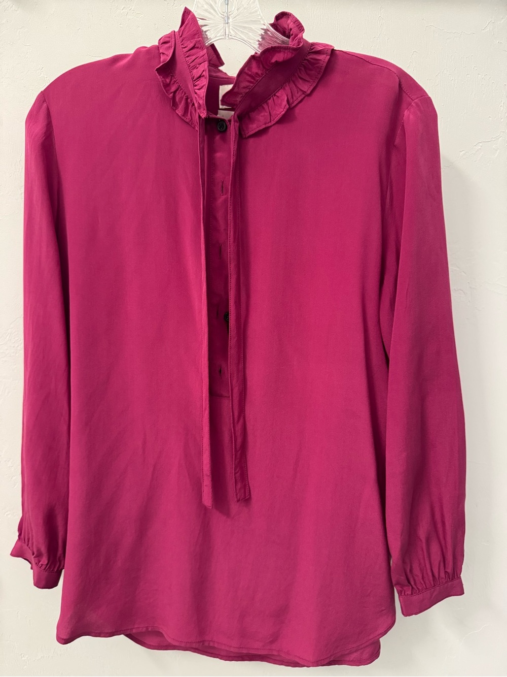 Classic Ruffle-Neck J.Crew Blouse - Fuchsia